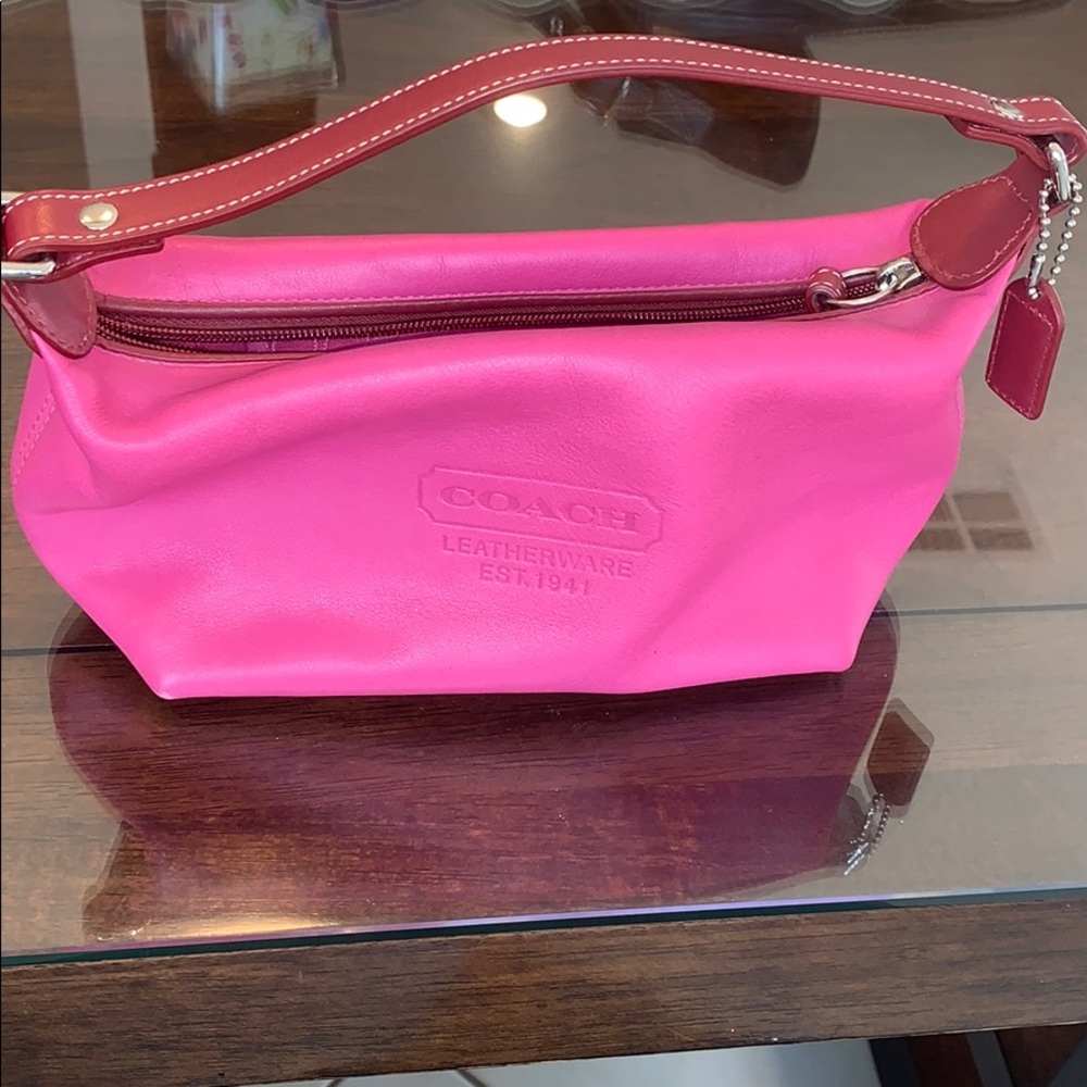 Hot pink leather coach mini bag